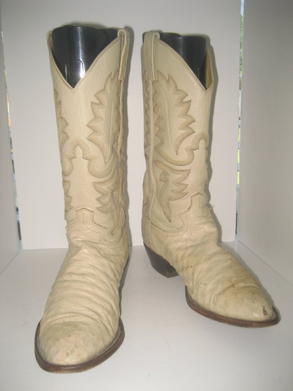 Men's Vintage PANHANDLE SLIM OSTRICH BONE COLORED WESTERN COWBOY BOOTS 10.5 D